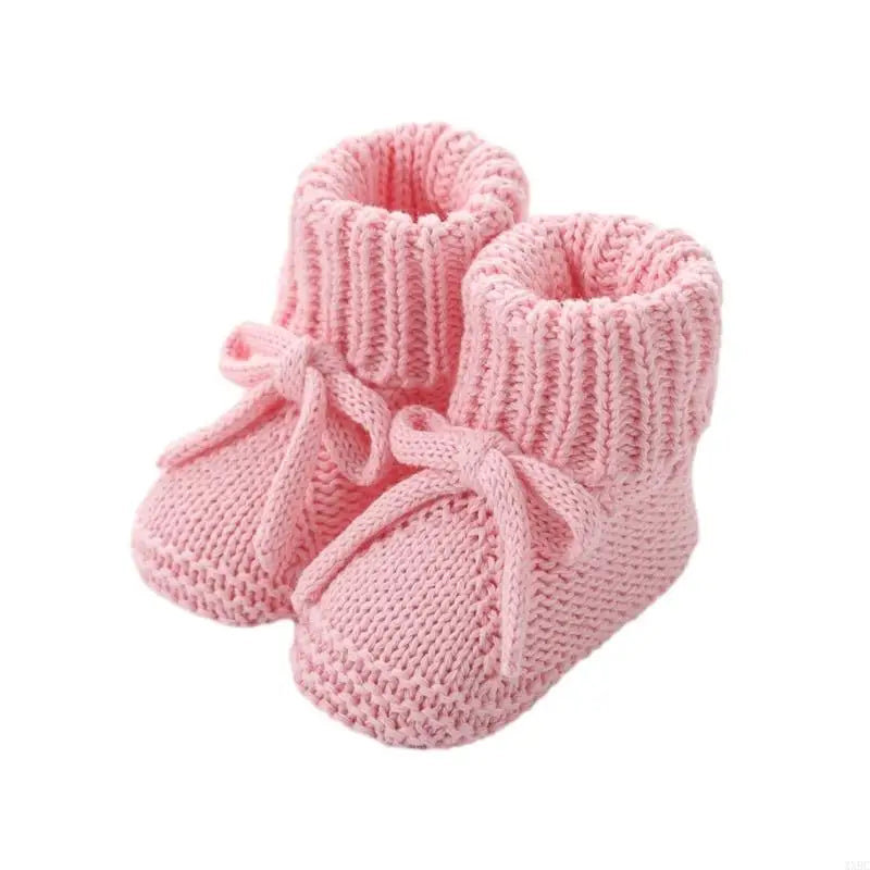 1 pair Breathable Baby Girls Walking Stylish Bowknot Cotton Knitted First Walkers Safety Treaded Pattern Footwear 4XBC