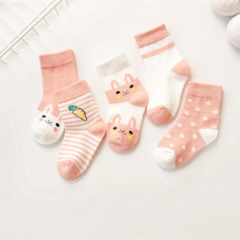 5 Pair/Lot Children Socks Cotton Boy Girl Baby Infant Cute Cartoon Soft Warm Stripe Fashion For Autumn Winter Kids Sport Socks