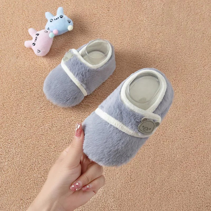 Winter Infant Plush Floor Socks Soft Bottom Anti-slip Newborn Learning Walking Shoes Bear Baby Foot Covers Home Kids Footwear
