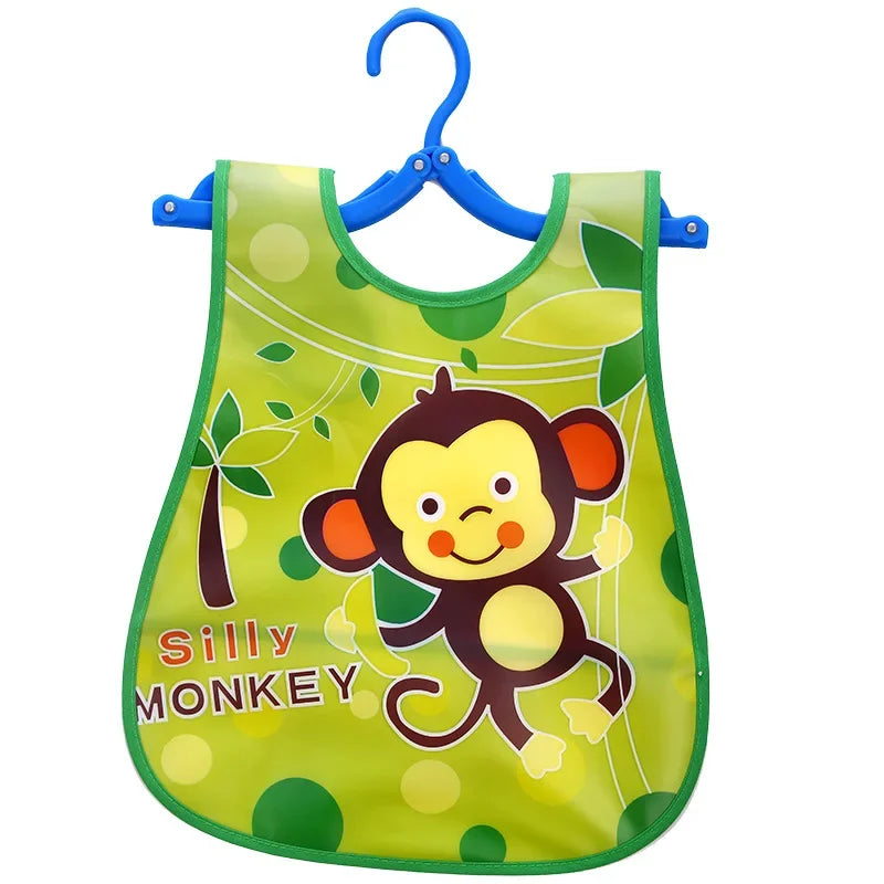 Adjustable Baby Bibs EVA Plastic Waterproof Lunch Feeding Bibs Baby Cartoon Feeding Cloth Children Baby Apron Babador De Bebe