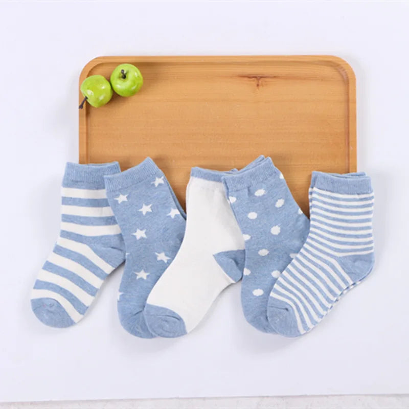 5 Pair/Lot Children Socks Cotton Boy Girl Baby Infant Cute Cartoon Soft Warm Stripe Fashion For Autumn Winter Kids Sport Socks
