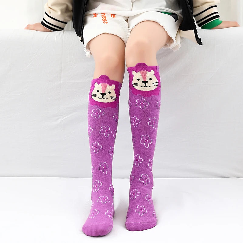 Children warmer ankle short lovely socks Cartoon Cute Kids Girl Knee High Socks infant cotton Baby Animal Over Knee Socks girls