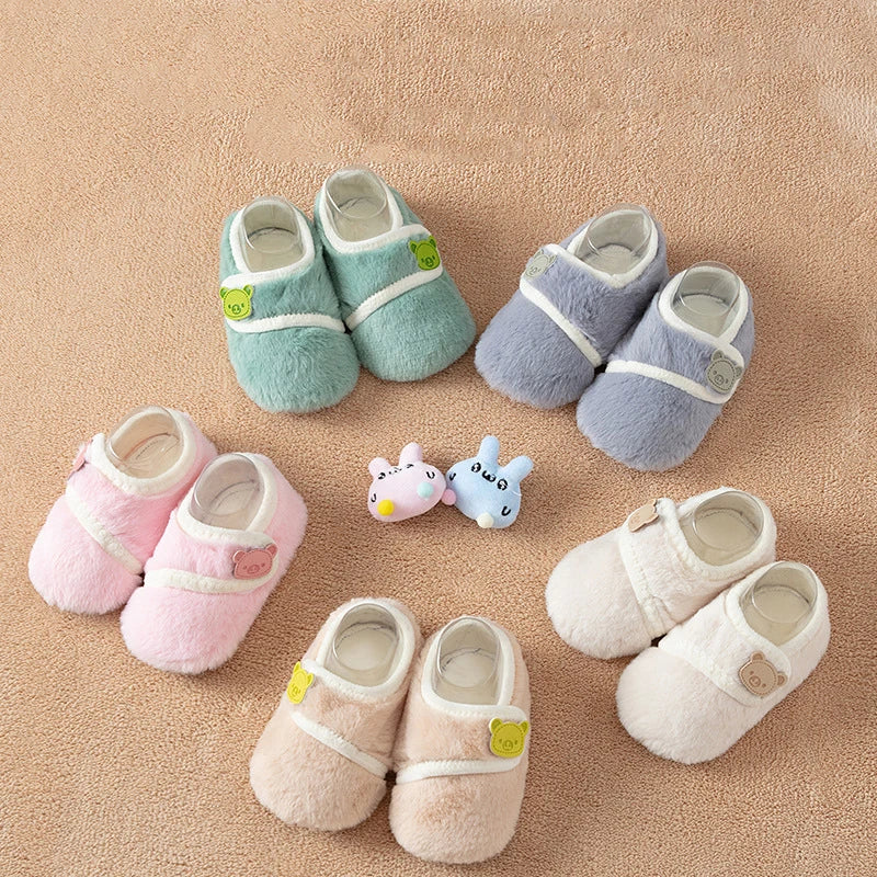 Winter Infant Plush Floor Socks Soft Bottom Anti-slip Newborn Learning Walking Shoes Bear Baby Foot Covers Home Kids Footwear