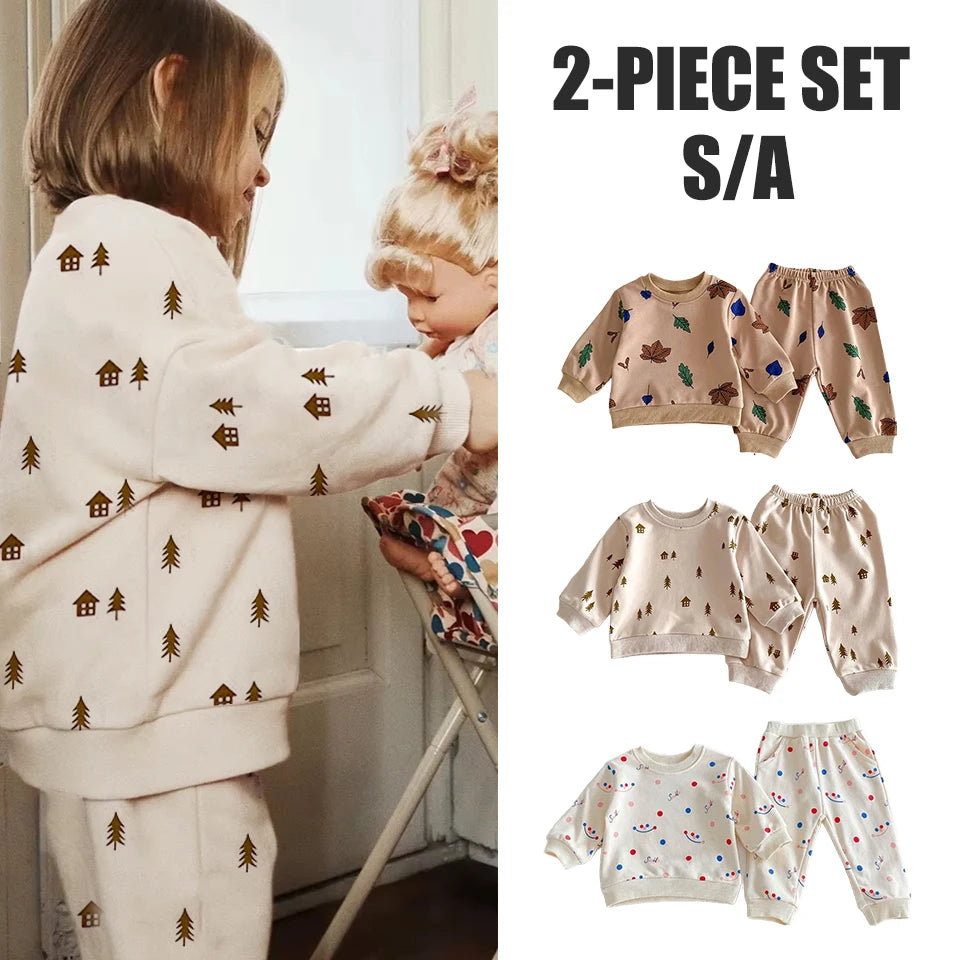 Newborn Baby Boy Girl Clothing Sets Spring Clothes 2PCS Outfits Long Sleeve Hoodie Top Sweatshirt+Elastic Pants Baby Items