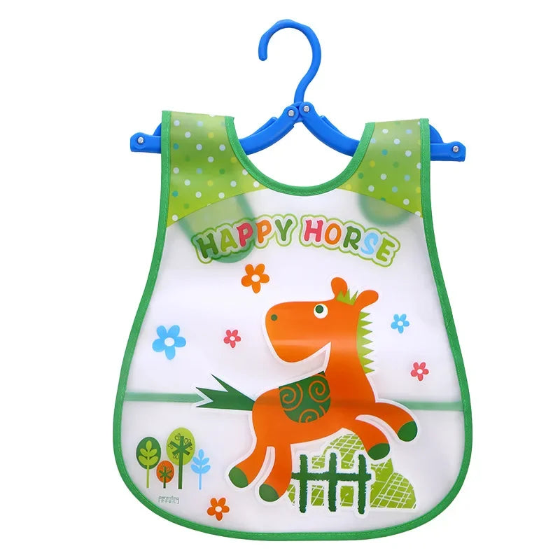 Adjustable Baby Bibs EVA Plastic Waterproof Lunch Feeding Bibs Baby Cartoon Feeding Cloth Children Baby Apron Babador De Bebe