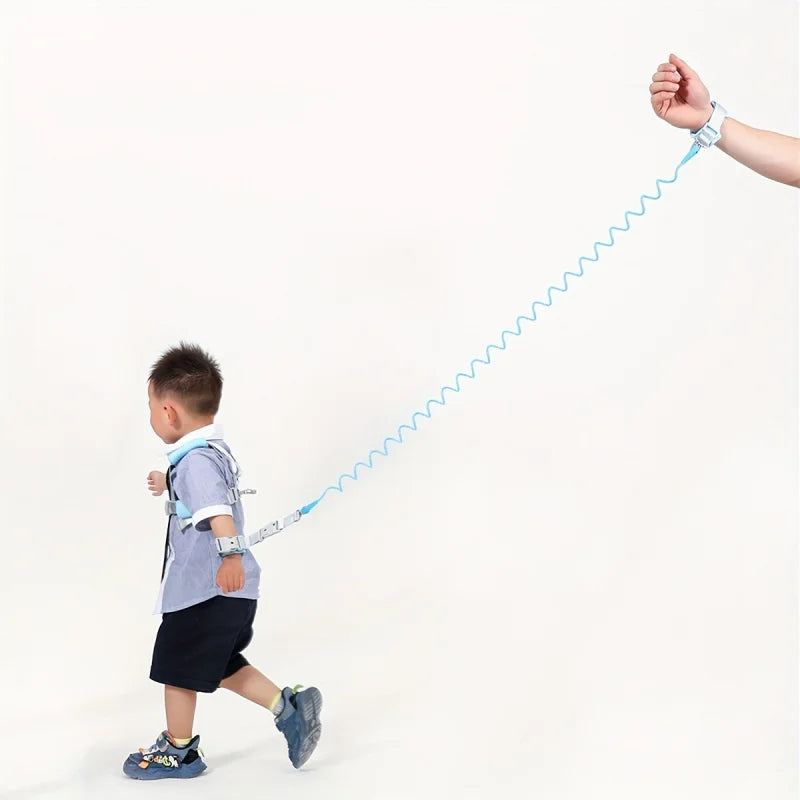 Kids Anti-Lost Leash with Pulling Rope, Anti-Lost Back Pack, Safety Strap with Spring Rope, Blue and Pink Polyester, for