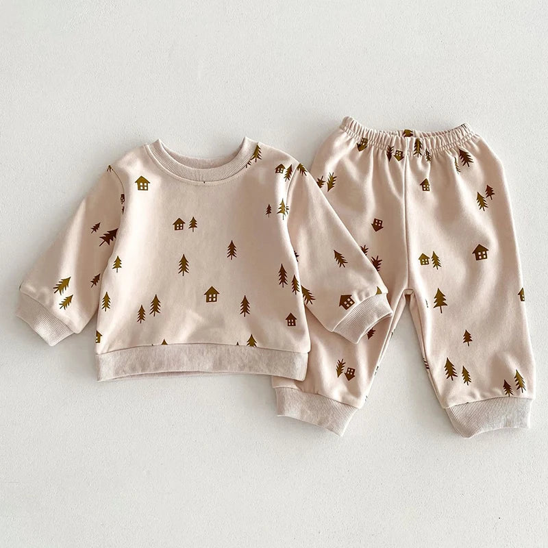 Newborn Baby Boy Girl Clothing Sets Spring Clothes 2PCS Outfits Long Sleeve Hoodie Top Sweatshirt+Elastic Pants Baby Items