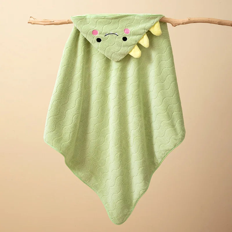 Toddler Bathrobe Infant Bath Towel Boy Girl Blankets Swaddle With Hood Cartoon Coral Fleece Towel Blanket Newborn Kids Bedding