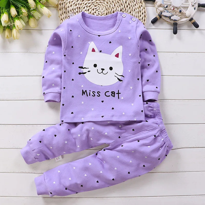 Autumn Autumn Baby Boy's Clothes girls clothes 2 to 8 years Pajamas Home Clothes Long Pants T-shirt Cartoon Underwear 2-Piece