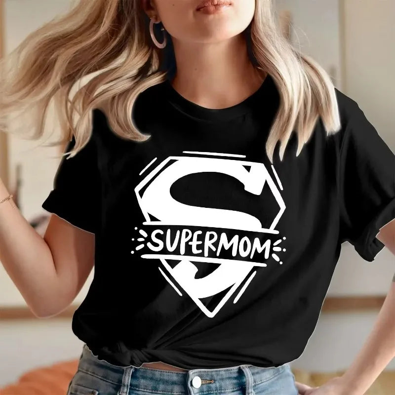 Mothers Day Tshirt Super Mom Superhero Mother's Day T-Shirt Loving Caring Mummy Tops Women Clothes T Shirt Women Tops T Shirts