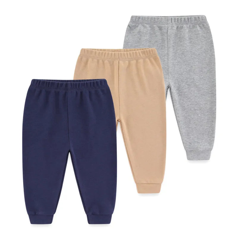 Kiddiezoom 3 PCS Four Seasons Cartoon Unisex Newborn Baby Pants 100%Cotton Soft Girl Baby Boy Girl trousers