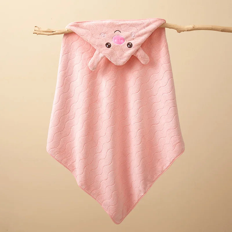 Toddler Bathrobe Infant Bath Towel Boy Girl Blankets Swaddle With Hood Cartoon Coral Fleece Towel Blanket Newborn Kids Bedding