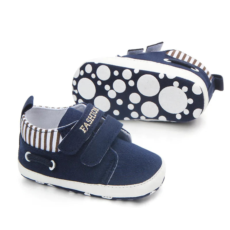 Infant Babies Boys Girls Shoes Soft Sole Canvas Solid Footwear For Newborns Toddler Crib Moccasins Letter Print Anti-Slip Shoes