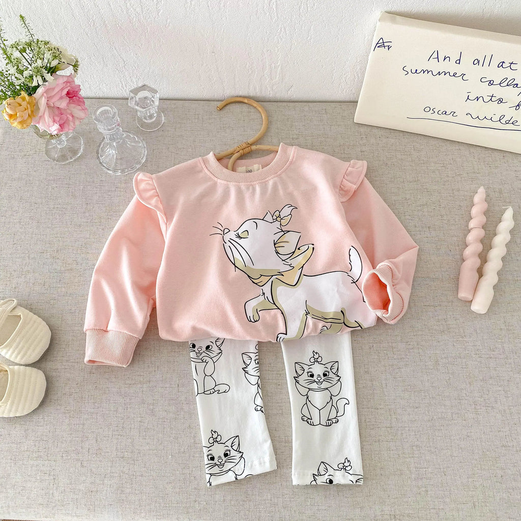 Baby Clothing Set For Children Aged 1-6 Fashion Set Children's Cartoon Girl Sports Set Top And Pants 2-piece Set