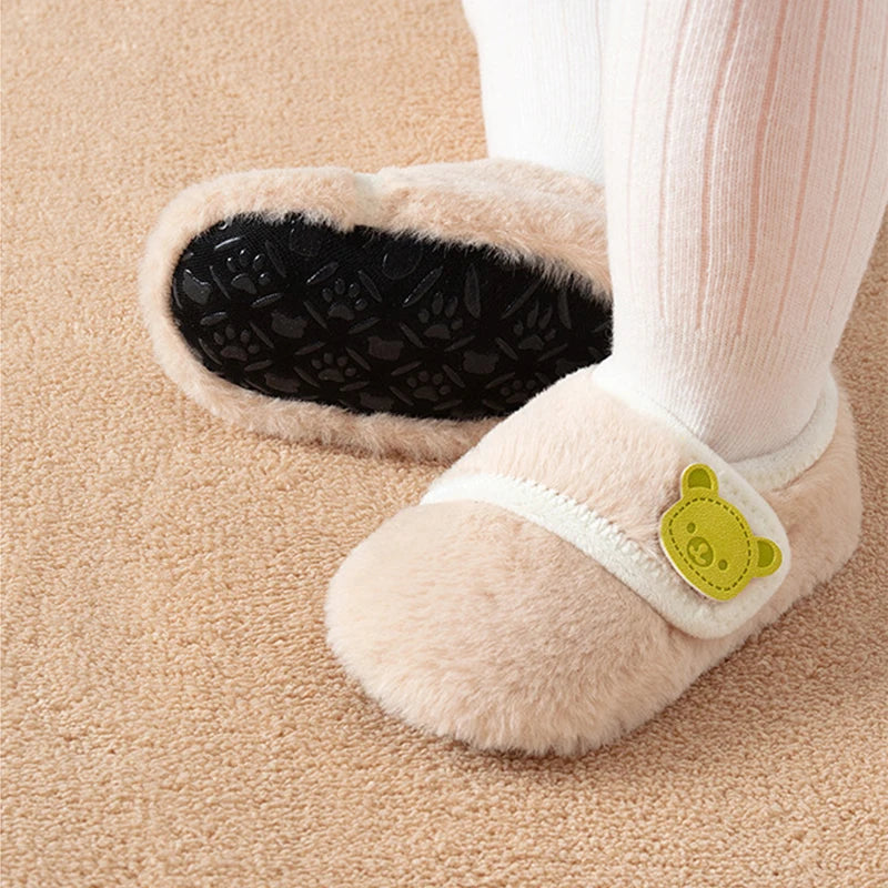 Winter Infant Plush Floor Socks Soft Bottom Anti-slip Newborn Learning Walking Shoes Bear Baby Foot Covers Home Kids Footwear