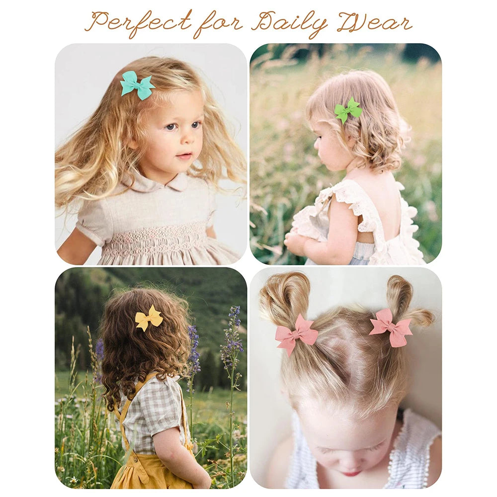 20PCS Newborn Baby Hair Clips 2.2'' Fully Lined Tiny Hair Bows Alligator Clips for Girls Infants Toddlers Photography Props