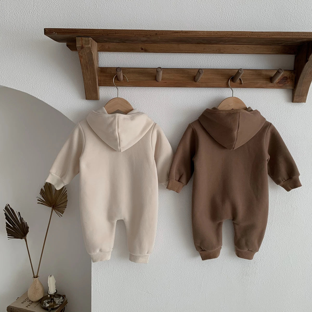 Ready Stock Newborn Baby Clothes Winter Baby Jumpsuit Bear Cute Hooded Baby Bodysuit Warm 0-2 Years Old