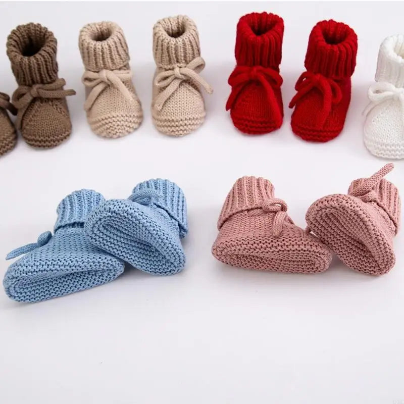 1 pair Breathable Baby Girls Walking Stylish Bowknot Cotton Knitted First Walkers Safety Treaded Pattern Footwear 4XBC
