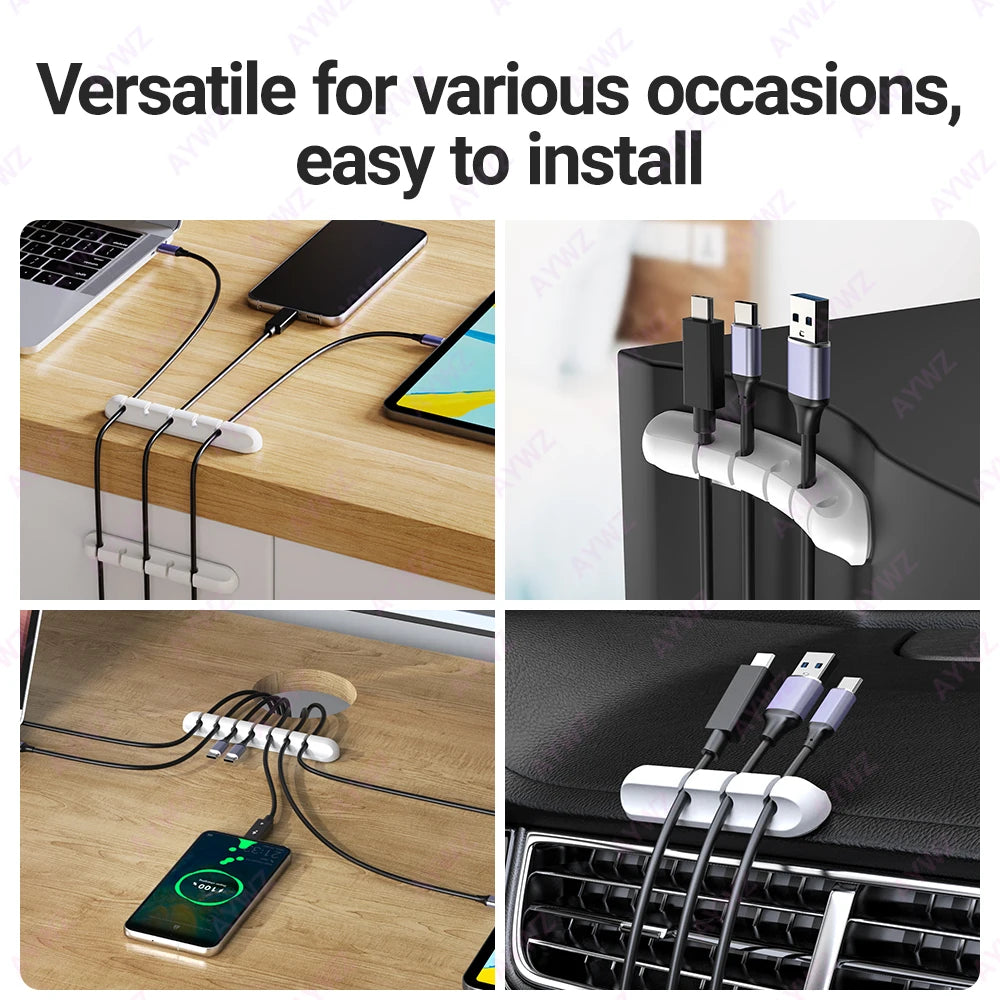 Adhesive Cable Holder Clips Cord Management Wire Organizer for Desktop USB Charging Cable Nightstand Power Cord Mouse Cable 1pc