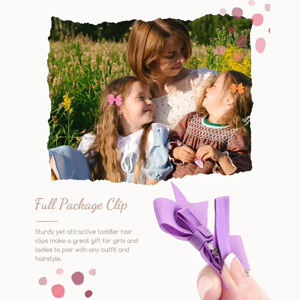 20PCS Newborn Baby Hair Clips 2.2'' Fully Lined Tiny Hair Bows Alligator Clips for Girls Infants Toddlers Photography Props