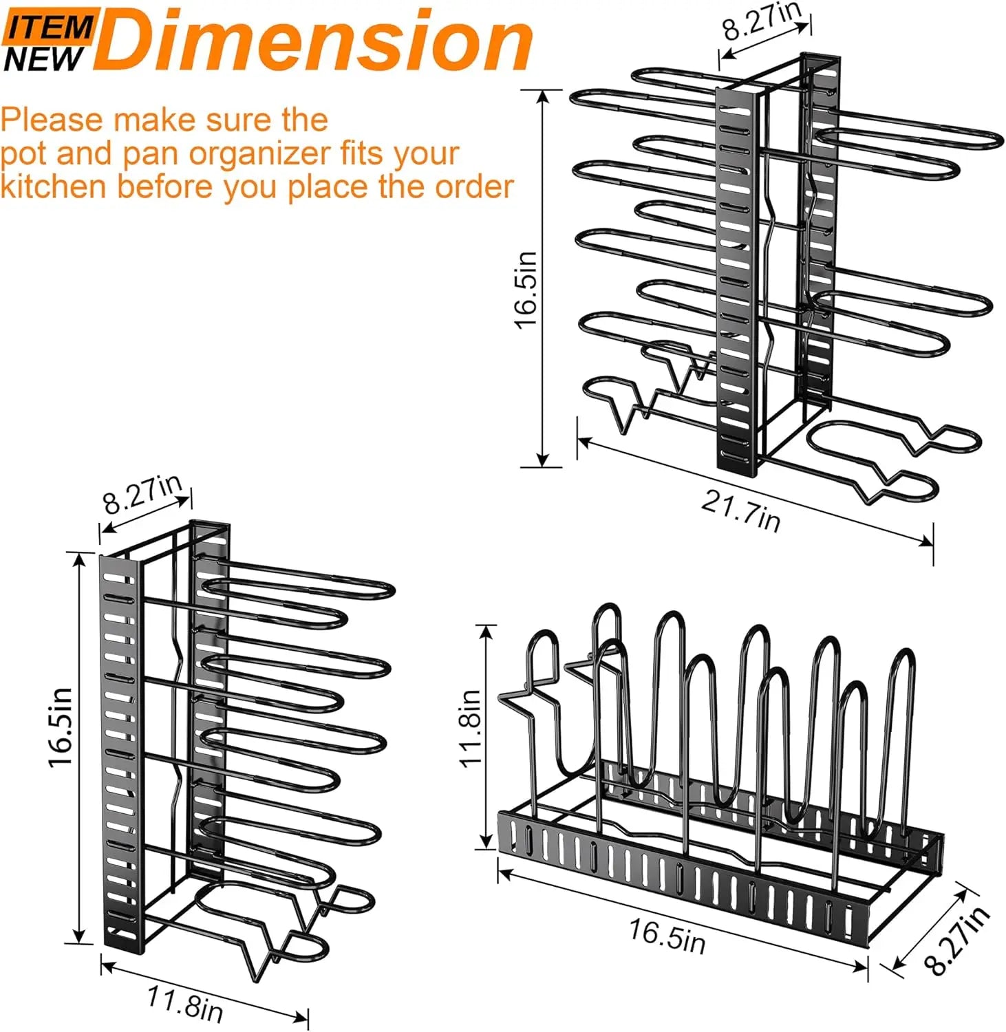 Pots Pans Organizer for Cabinet Upgraded Pots and Pans Organizer Rack for Kitchen Storage Pot Lids Organizer rack