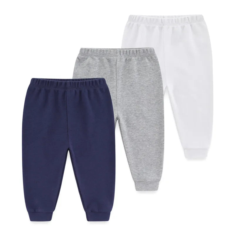 Kiddiezoom 3 PCS Four Seasons Cartoon Unisex Newborn Baby Pants 100%Cotton Soft Girl Baby Boy Girl trousers
