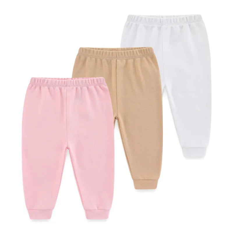 Kiddiezoom 3 PCS Four Seasons Cartoon Unisex Newborn Baby Pants 100%Cotton Soft Girl Baby Boy Girl trousers