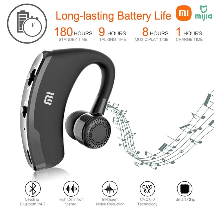 XIAOMI V9 Bluetooth Single Ear Sports Hanging Earphones with Microphone HD Music Business Touch Control Earphones