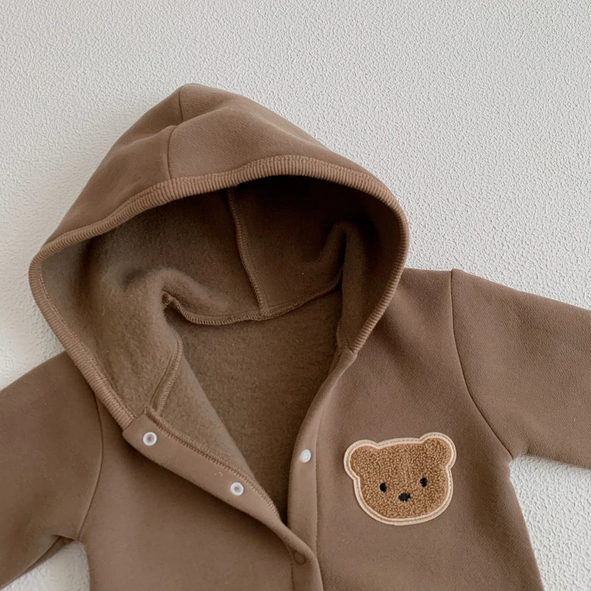 Ready Stock Newborn Baby Clothes Winter Baby Jumpsuit Bear Cute Hooded Baby Bodysuit Warm 0-2 Years Old