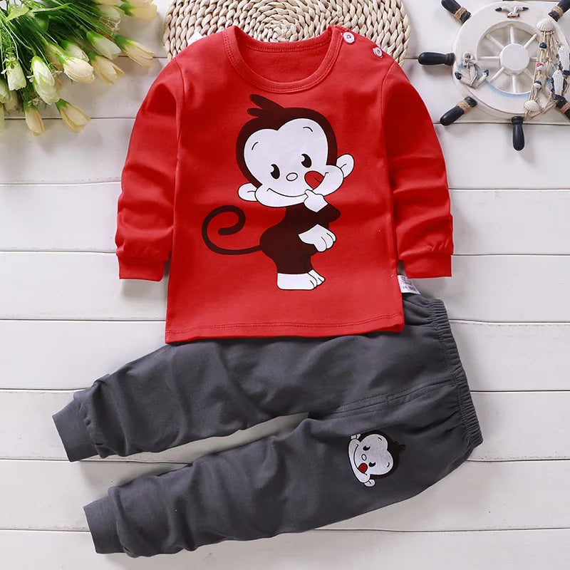 Autumn Autumn Baby Boy's Clothes girls clothes 2 to 8 years Pajamas Home Clothes Long Pants T-shirt Cartoon Underwear 2-Piece
