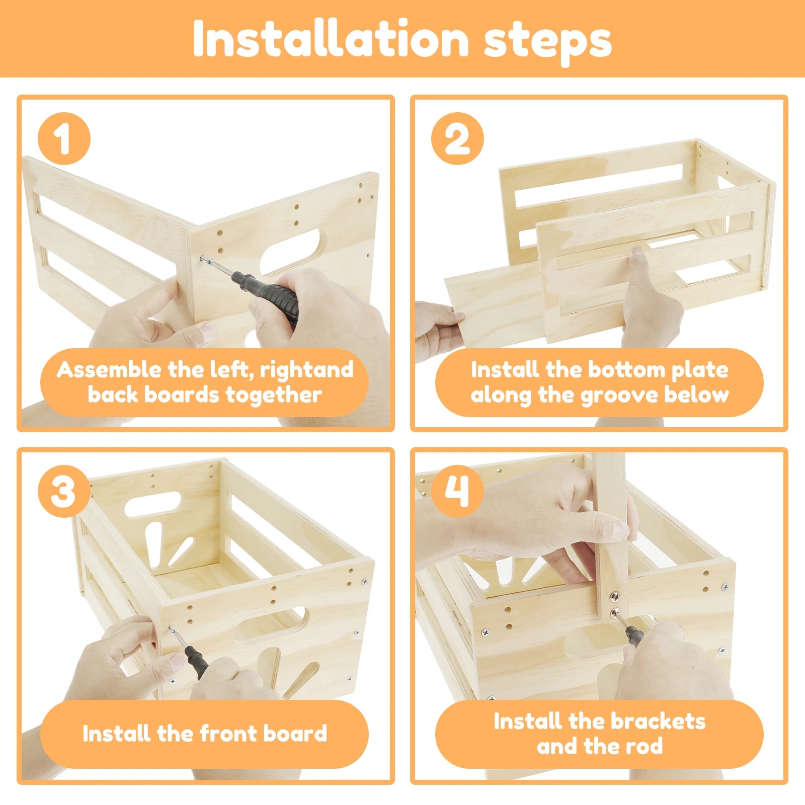 Wood Baby Shower Storage Basket Baby Toys Storage Crate with Handle Decorat Multipurpose Gift Basket for Boys Girls New Parents