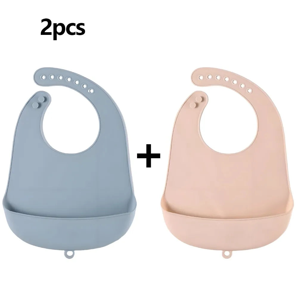 Waterproof Baby Bibs Baby Supplies CHILDREN'S Bibs Girls Boys Adjustable Soft Silicone Bibs Baby Feeding Supplies
