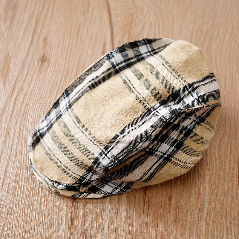 Newborn Clothes Casual Checkered Comfortable Boy And Girl Spring And Autumn Long Sleeved Baby Jumpsuit+Hat Two-Piece Set