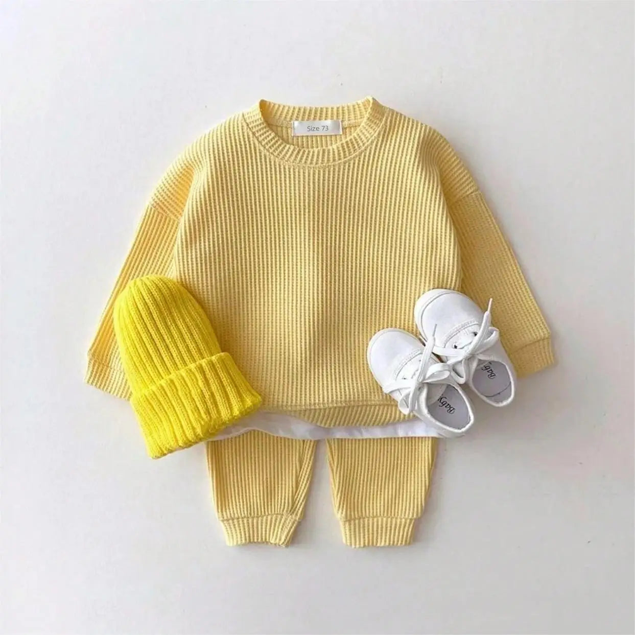 Baby Girls Clothes Autumn Cotton Kintting Clothing Sets Mock 2PCS Waffle Cotton Kids BoysSets Tracksuit Tops+Pants Korean
