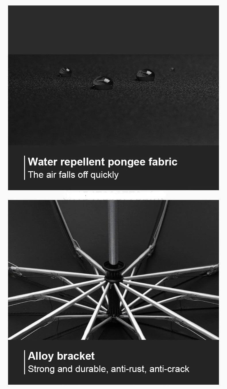 Windproof Automatic Umbrella With LED Flashlight Reflective Stripe Reverse Light Umbrellas Rain Men Women Large Folding Parasol