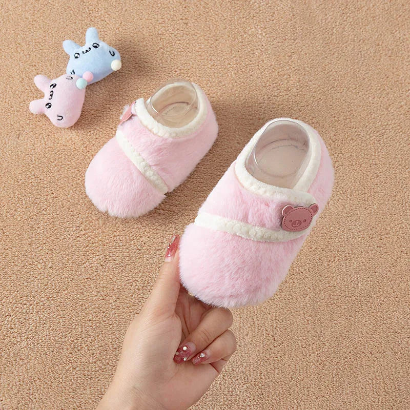 Winter Infant Plush Floor Socks Soft Bottom Anti-slip Newborn Learning Walking Shoes Bear Baby Foot Covers Home Kids Footwear