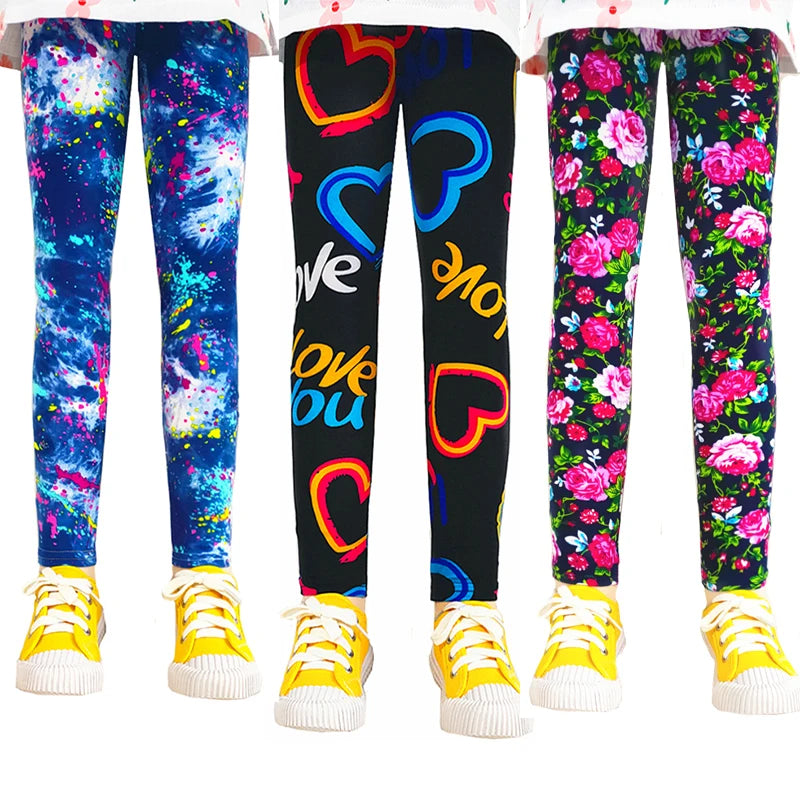 Sweet Girls Leggings Girls Printing Leggings Baby Kids Trousers For Children Flower Skinny Elasticity Pencil Pants