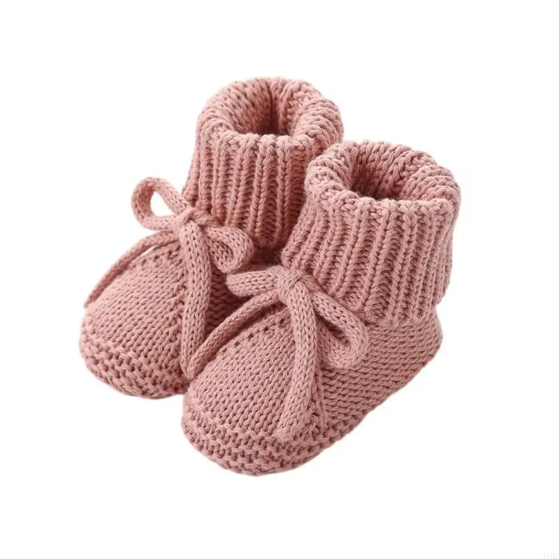 1 pair Breathable Baby Girls Walking Stylish Bowknot Cotton Knitted First Walkers Safety Treaded Pattern Footwear 4XBC