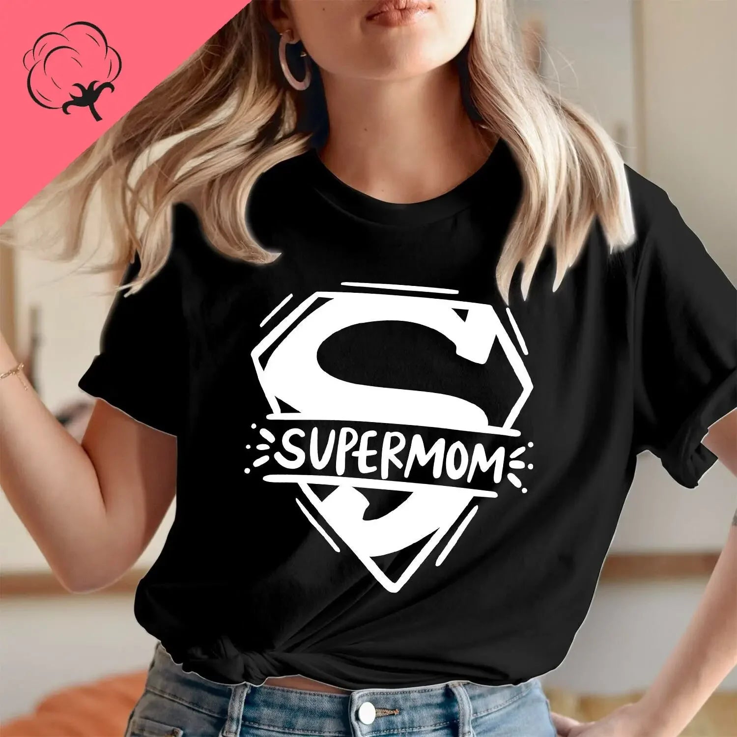 Mothers Day Tshirt Super Mom Superhero Mother's Day T-Shirt Loving Caring Mummy Tops Women Clothes T Shirt Women Tops T Shirts