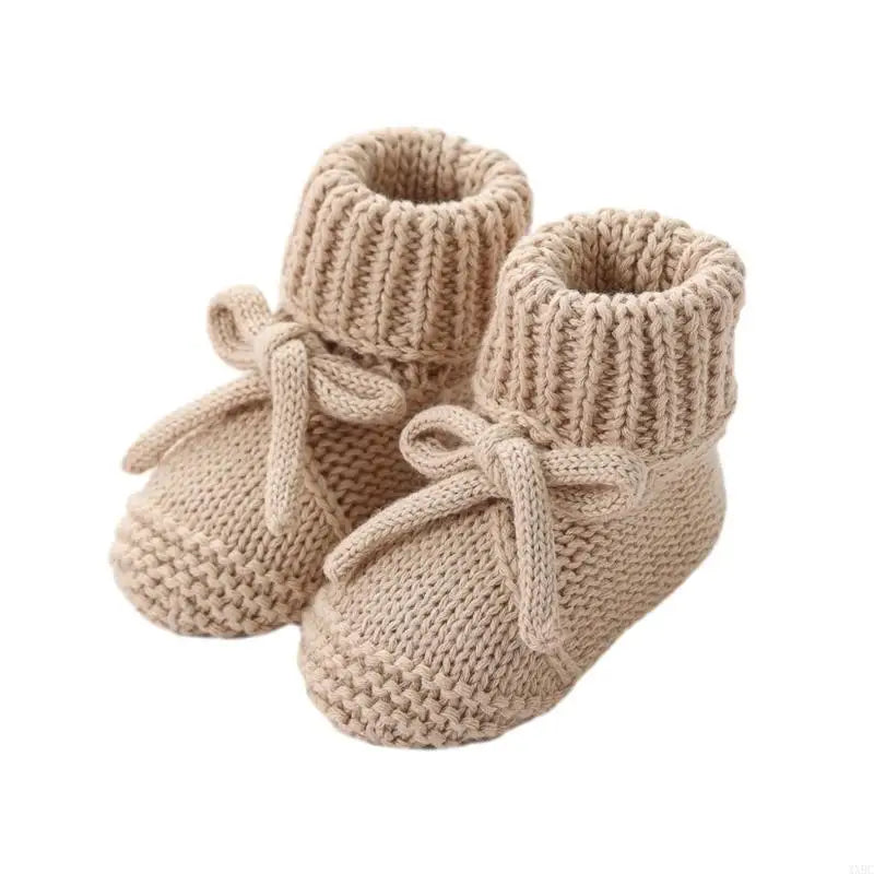 1 pair Breathable Baby Girls Walking Stylish Bowknot Cotton Knitted First Walkers Safety Treaded Pattern Footwear 4XBC