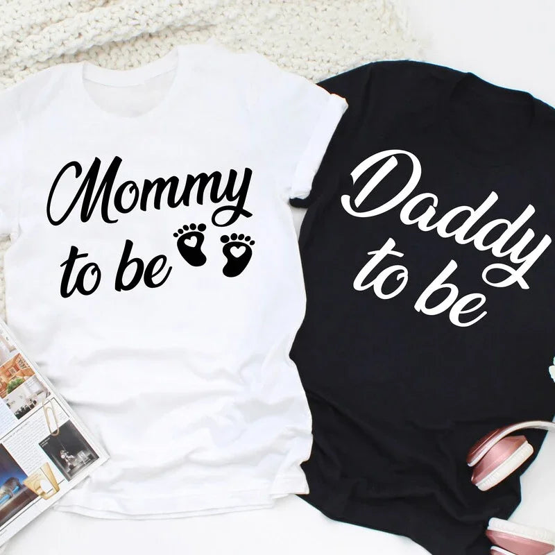 Mommy And Daddy To Be t Shirts funny mother father cotton short sleeve t-shirts matching Pregnancy Announcement t shirt