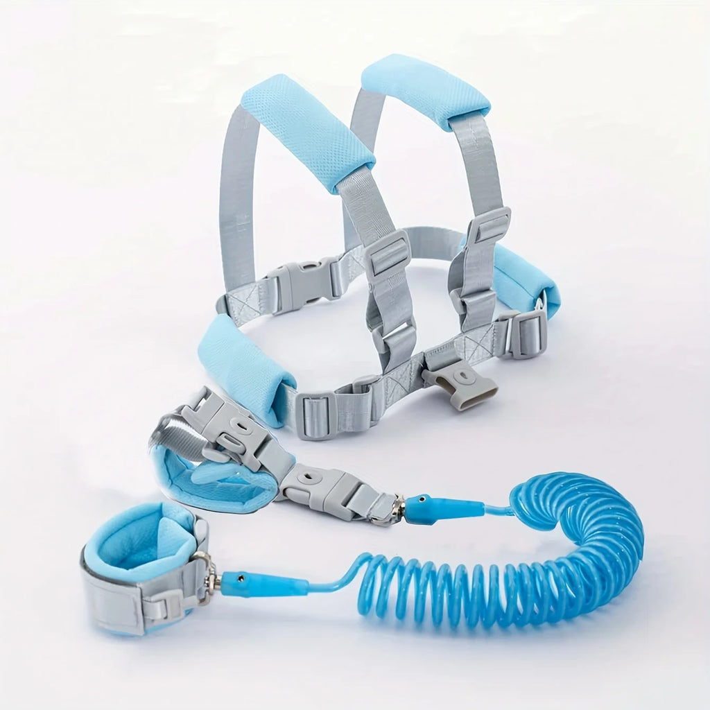 Kids Anti-Lost Leash with Pulling Rope, Anti-Lost Back Pack, Safety Strap with Spring Rope, Blue and Pink Polyester, for