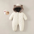 0-3 years baby onesies autumn and winter fleece warm cotton clothes newborn clothes Baby solid color hooded crawling suit Baby