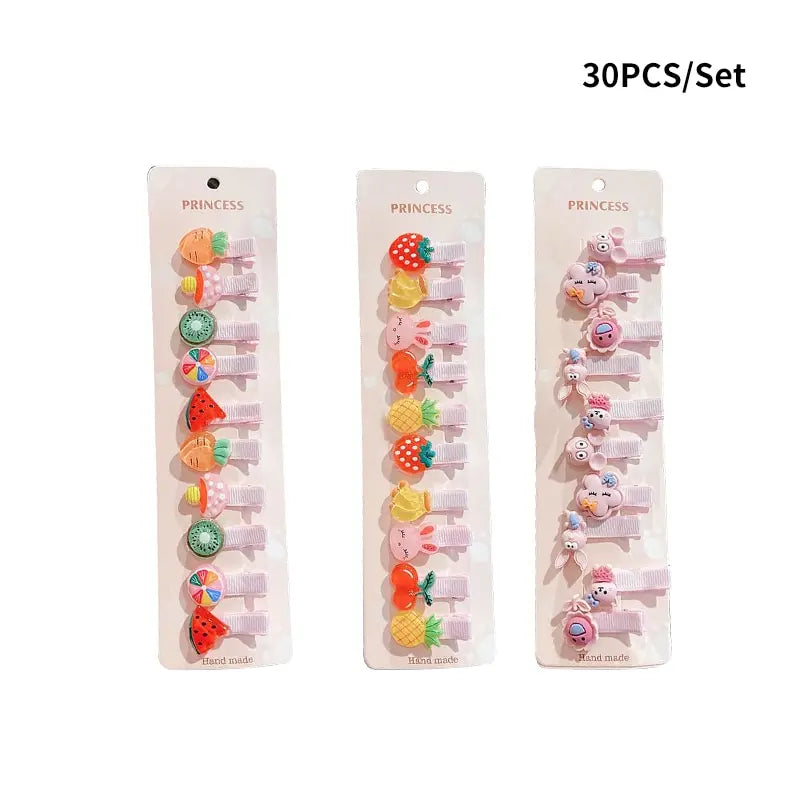 30Pcs Set Baby Hair Clips Cartoon Bows Flower Girls Hairpins Sweet Children Clips Barrettes Baby Hair Accessories