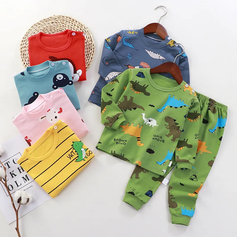Autumn Autumn Baby Boy's Clothes girls clothes 2 to 8 years Pajamas Home Clothes Long Pants T-shirt Cartoon Underwear 2-Piece