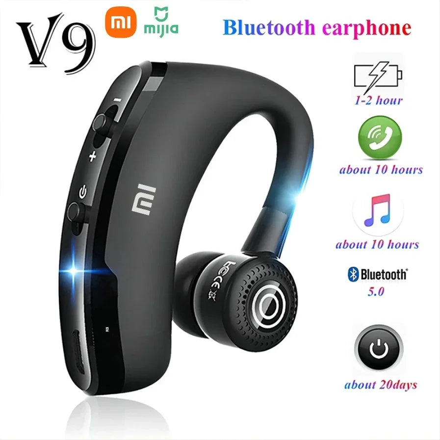 XIAOMI V9 Bluetooth Single Ear Sports Hanging Earphones with Microphone HD Music Business Touch Control Earphones