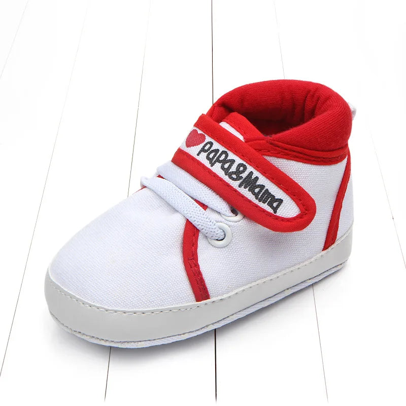 Infant Babies Boys Girls Shoes Soft Sole Canvas Solid Footwear For Newborns Toddler Crib Moccasins Letter Print Anti-Slip Shoes