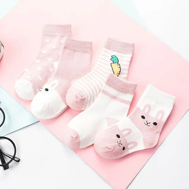 5 Pair/Lot Children Socks Cotton Boy Girl Baby Infant Cute Cartoon Soft Warm Stripe Fashion For Autumn Winter Kids Sport Socks