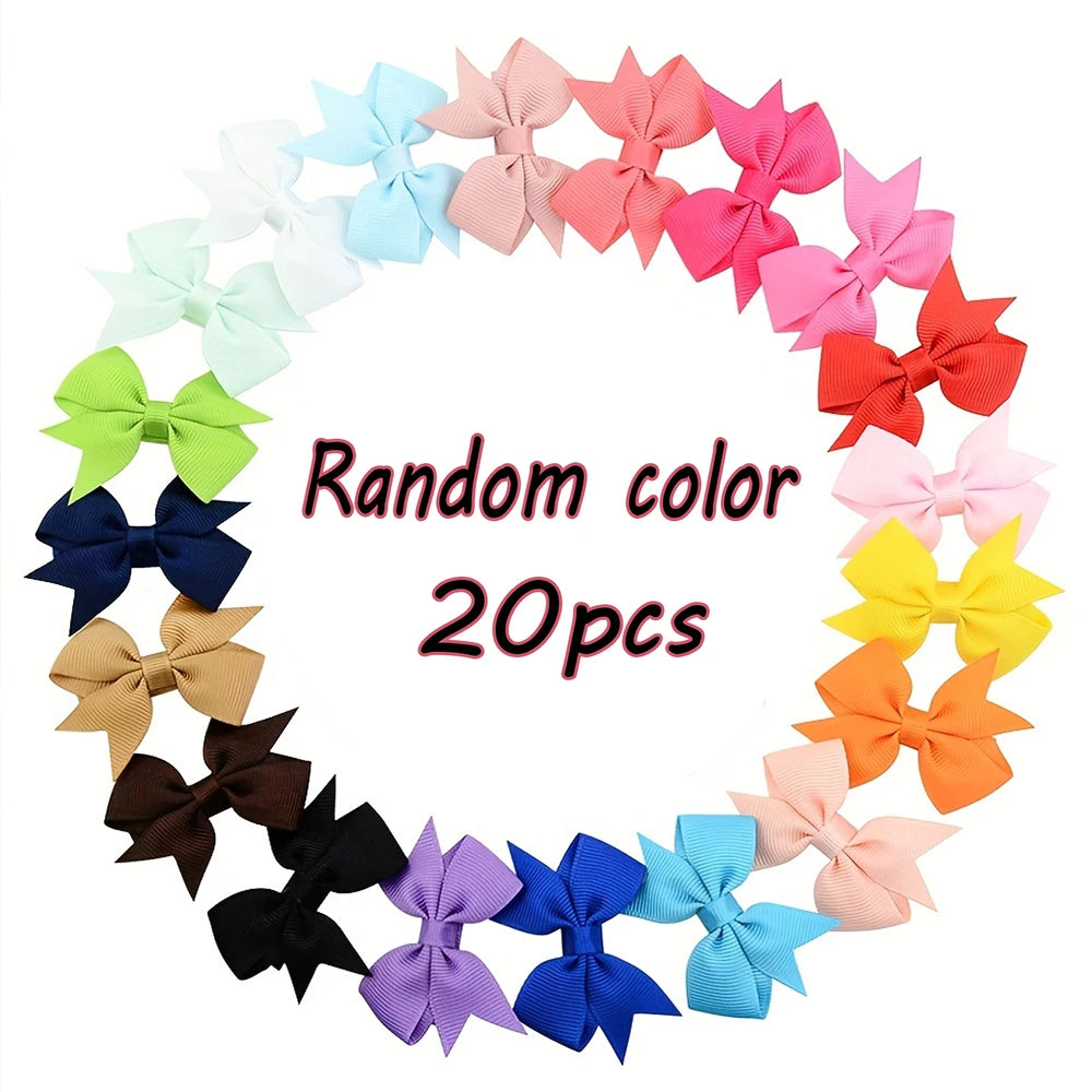 20PCS Newborn Baby Hair Clips 2.2'' Fully Lined Tiny Hair Bows Alligator Clips for Girls Infants Toddlers Photography Props