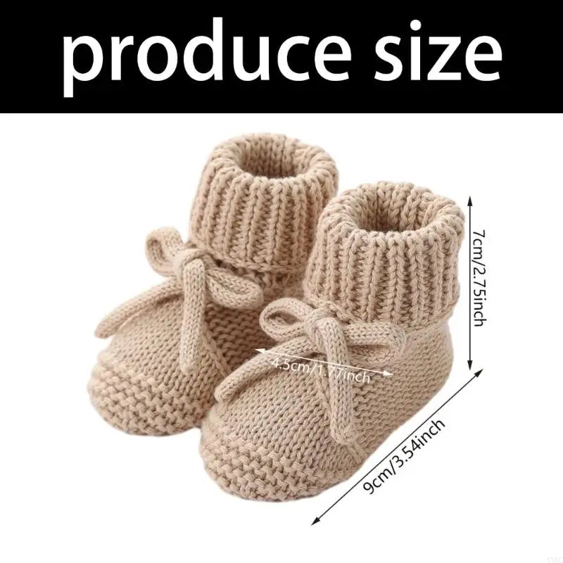 1 pair Breathable Baby Girls Walking Stylish Bowknot Cotton Knitted First Walkers Safety Treaded Pattern Footwear 4XBC